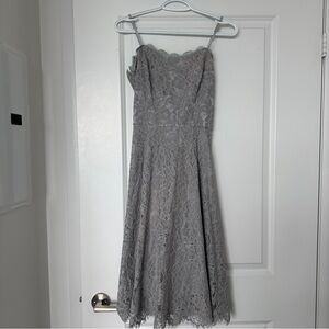 NWT Gray Lace Midi dress with Lace-up at back